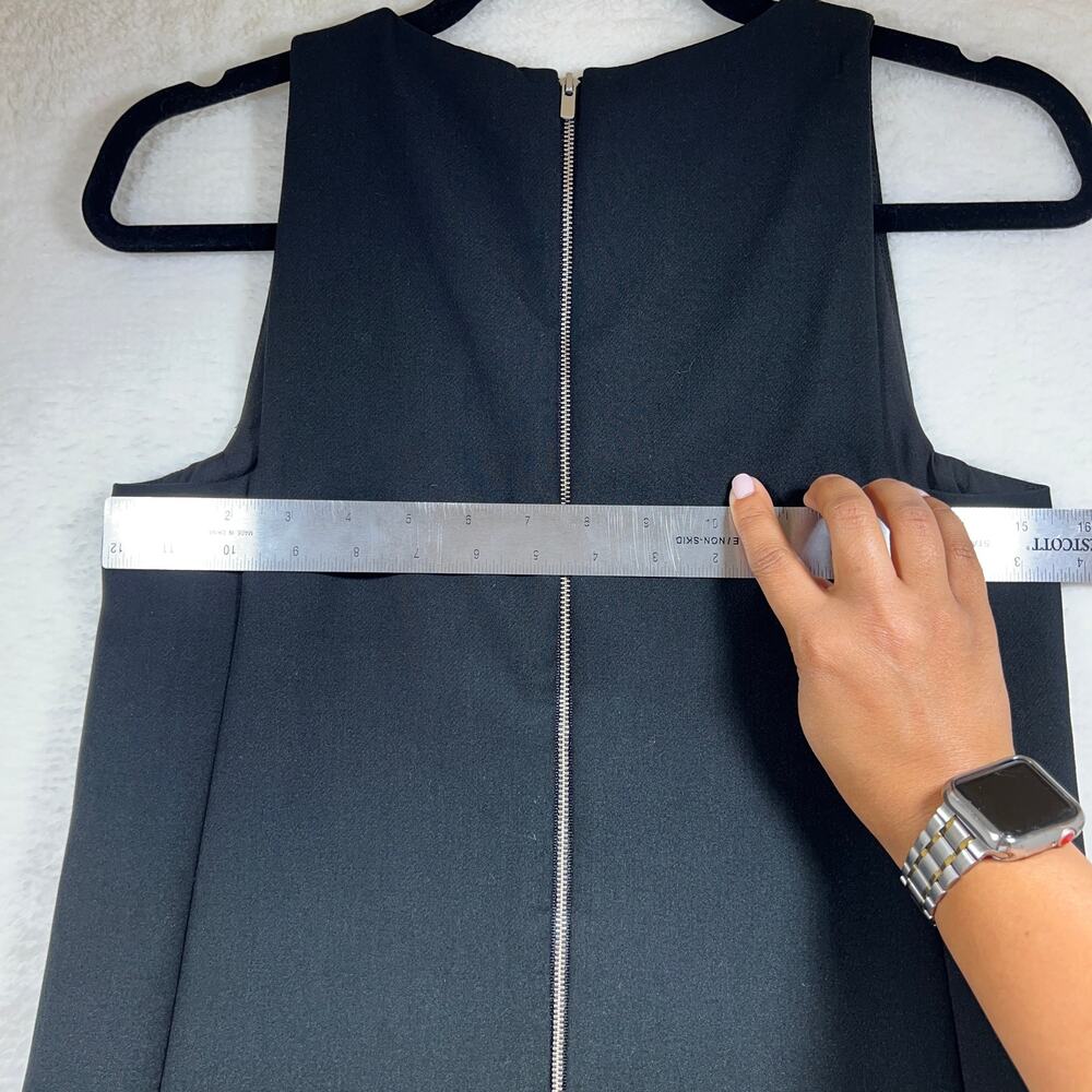 Banana Republic Black Sleeveless Exposed Zipper Tiered Lattice Hemline Womens 0 - Picture 11 of 12
